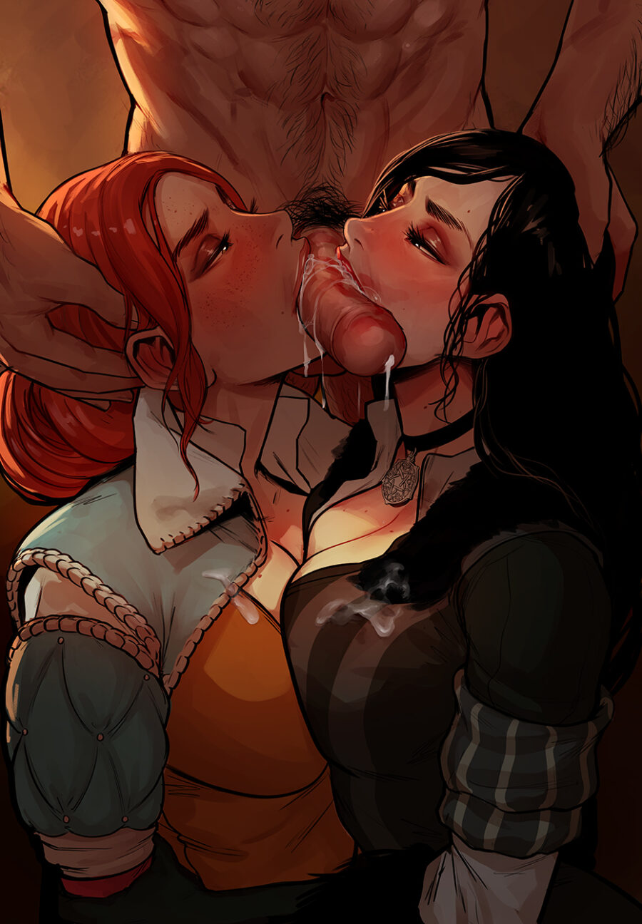 Cherry-Gig - Triss and Yennefer blowjob the witcher porn