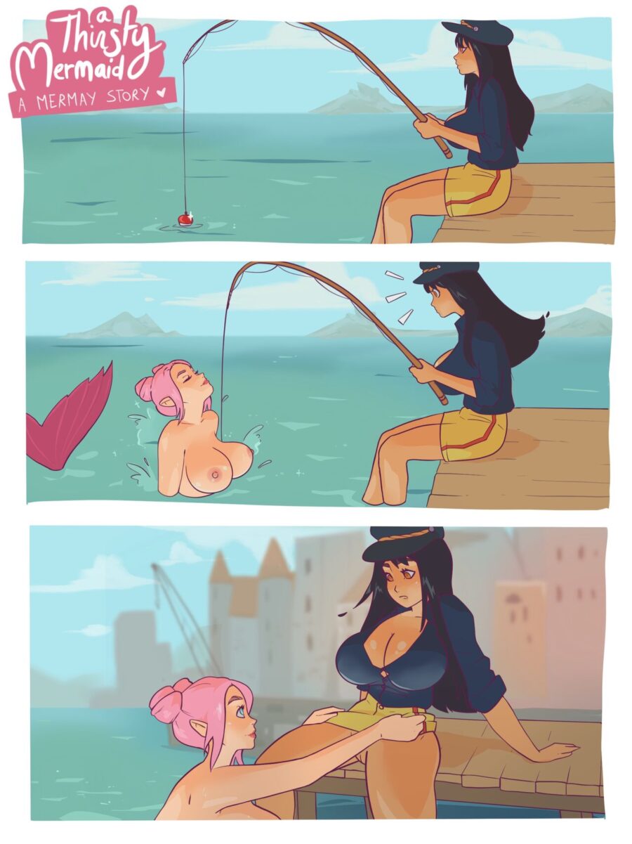 A Thirsty Mermaid Lesbian Hentai Porn Comic by Hornyx